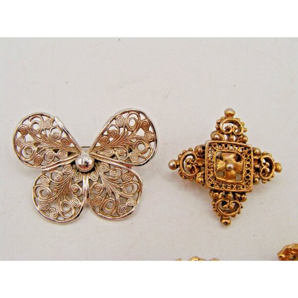 Vintage Lot 4 Brooches Pins Freirich Variety Club Emmons Opal 1950s Gold Silver - Picture 4 of 11